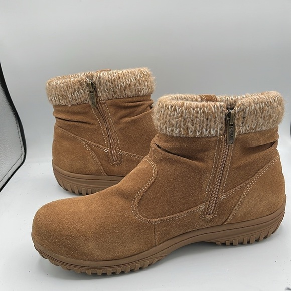 KHOMBU Women’s Size 11M Laura Chestnut Brown Suede LeatherBoot Knit Trim Zip - Picture 7 of 14